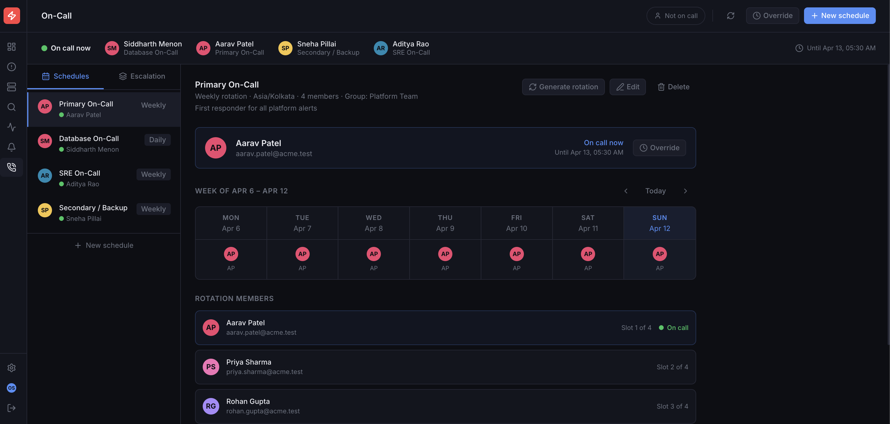 SaviourOps On-Call — schedules, rotations, and escalation management